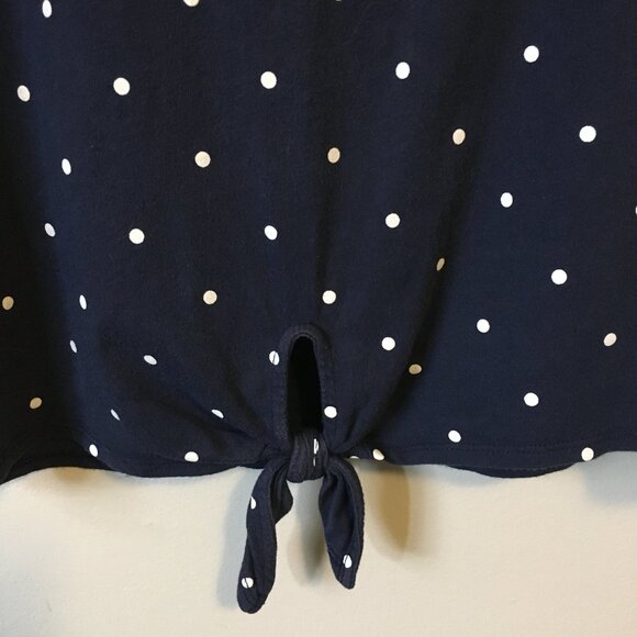 Cute Polka Dot Tie Hem Button Collar Cotton Tank Top - Picture 5 of 15